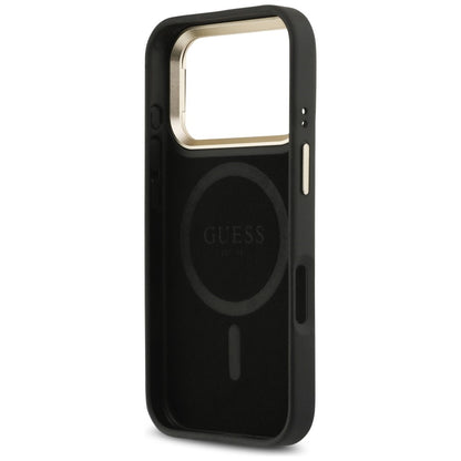 Θήκη MagSafe για Apple iPhone 17 Pro, Guess, 4G Triangle Logo με Βάση Κάμερας, Μαύρη Χρυσή