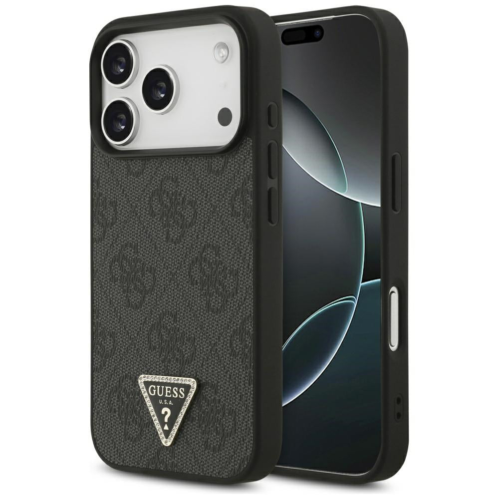 Θήκη MagSafe για Apple iPhone 17 Pro, Guess, 4G Triangle Strass, Μαύρη