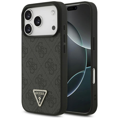 Θήκη MagSafe για Apple iPhone 17 Pro, Guess, 4G Triangle Strass, Μαύρη