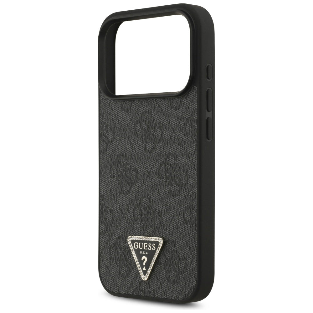 Θήκη MagSafe για Apple iPhone 17 Pro, Guess, 4G Triangle Strass, Μαύρη