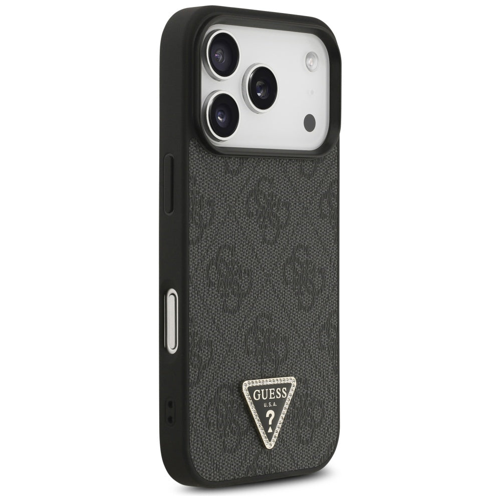 Θήκη MagSafe για Apple iPhone 17 Pro, Guess, 4G Triangle Strass, Μαύρη