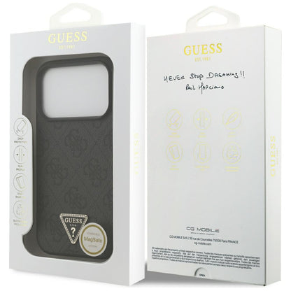 Θήκη MagSafe για Apple iPhone 17 Pro, Guess, 4G Triangle Strass, Μαύρη