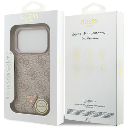 Θήκη MagSafe για Apple iPhone 17 Pro, Guess, 4G Triangle Strass, Ροζ