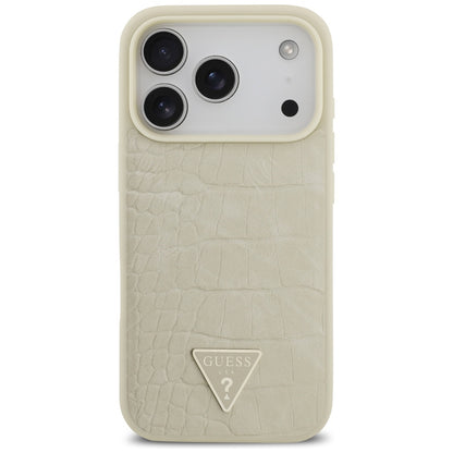 MagSafe Case for Apple iPhone 17 Pro, Guess, Croco Triangle Logo, Gold
