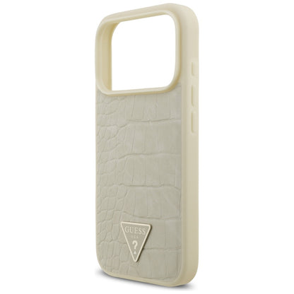 MagSafe Case for Apple iPhone 17 Pro, Guess, Croco Triangle Logo, Gold
