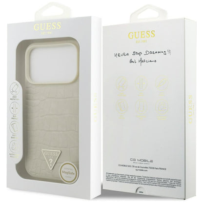 MagSafe Case for Apple iPhone 17 Pro, Guess, Croco Triangle Logo, Gold