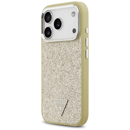 Θήκη MagSafe για Apple iPhone 17 Pro, Guess, Glitter Triangle Logo, Χρυσή
