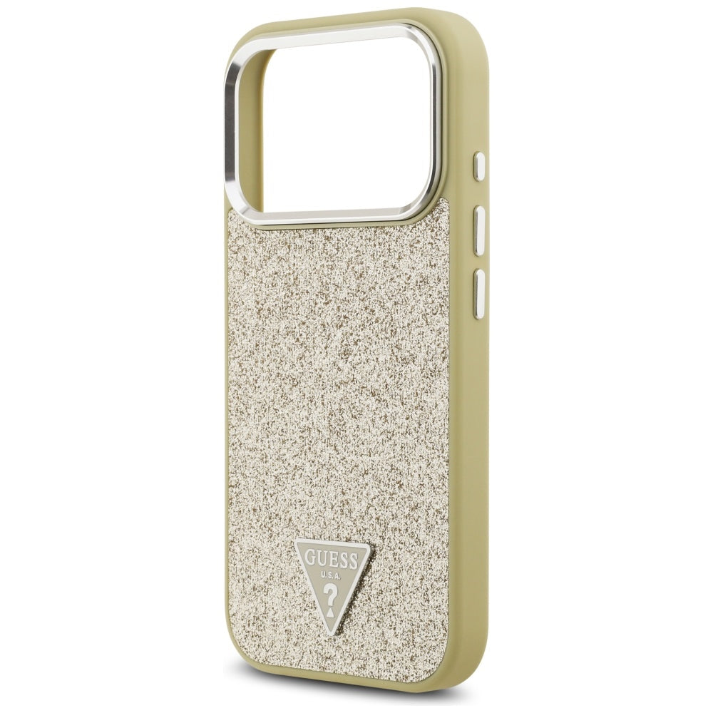 Θήκη MagSafe για Apple iPhone 17 Pro, Guess, Glitter Triangle Logo, Χρυσή
