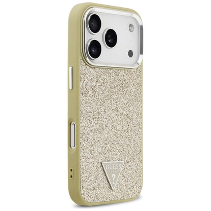 Θήκη MagSafe για Apple iPhone 17 Pro, Guess, Glitter Triangle Logo, Χρυσή