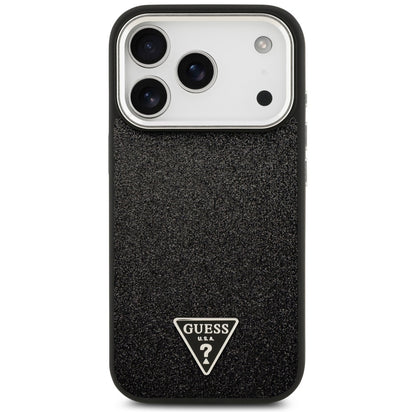 Θήκη MagSafe για Apple iPhone 17 Pro, Guess, Glitter Triangle Logo, Μαύρη