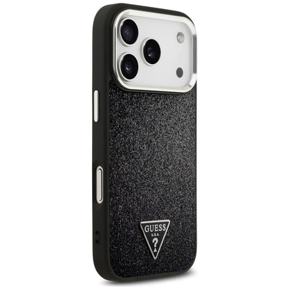 Θήκη MagSafe για Apple iPhone 17 Pro, Guess, Glitter Triangle Logo, Μαύρη