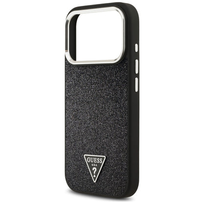 Θήκη MagSafe για Apple iPhone 17 Pro, Guess, Glitter Triangle Logo, Μαύρη