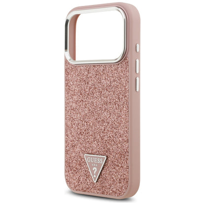 Θήκη MagSafe για Apple iPhone 17 Pro, Guess, Glitter Triangle Logo, Ροζ