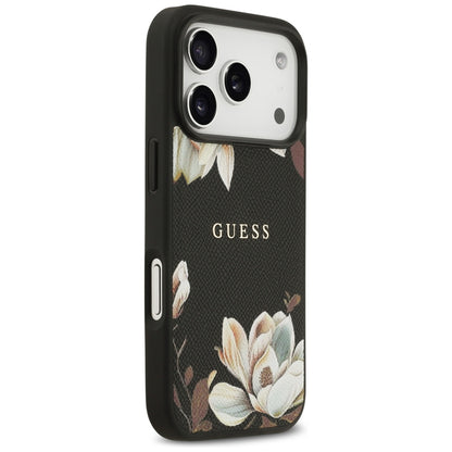 Θήκη MagSafe για Apple iPhone 17 Pro, Guess, Grained Flowers, Μαύρη