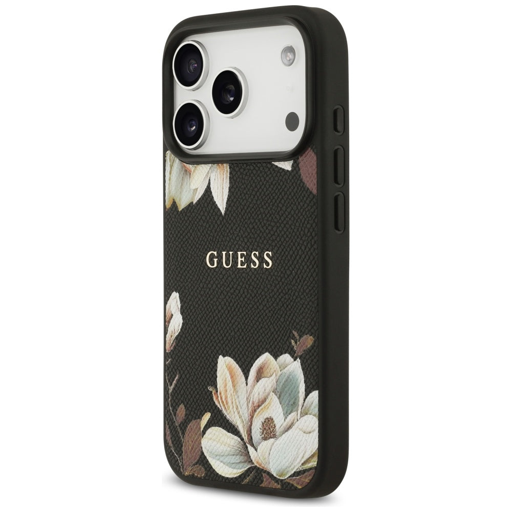 Θήκη MagSafe για Apple iPhone 17 Pro, Guess, Grained Flowers, Μαύρη