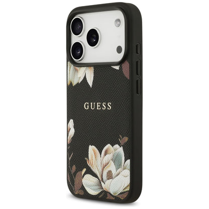 Θήκη MagSafe για Apple iPhone 17 Pro, Guess, Grained Flowers, Μαύρη