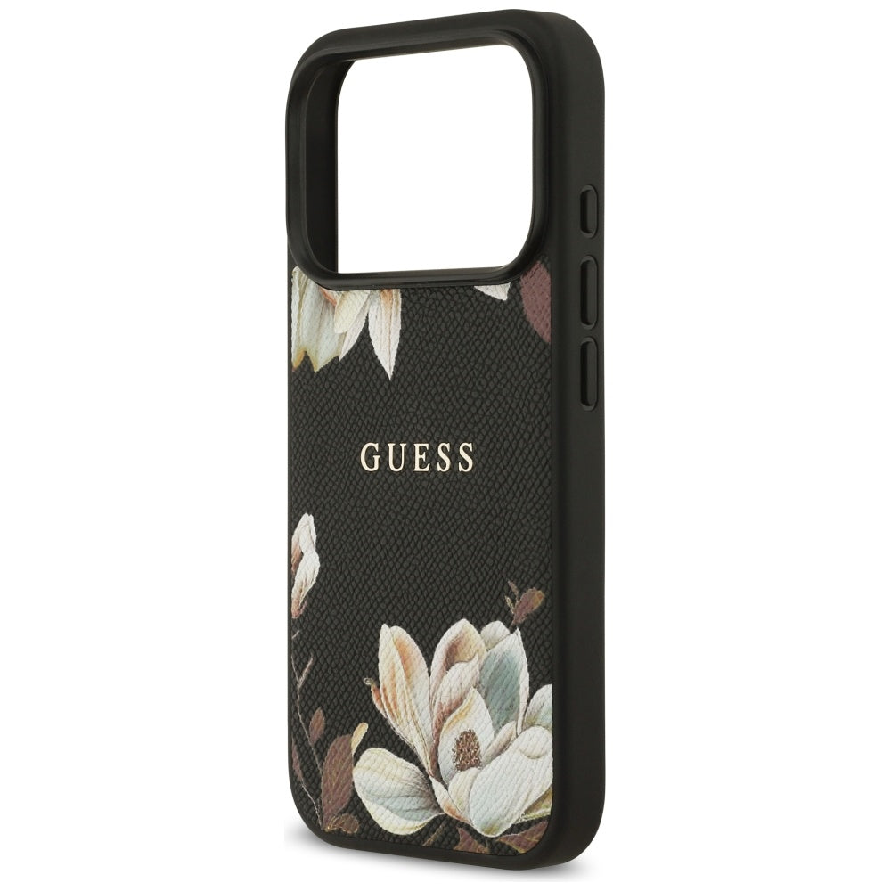 Θήκη MagSafe για Apple iPhone 17 Pro, Guess, Grained Flowers, Μαύρη