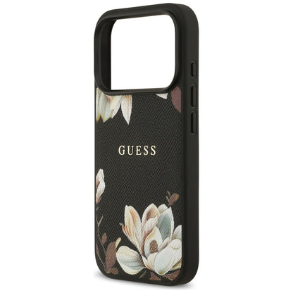 Θήκη MagSafe για Apple iPhone 17 Pro, Guess, Grained Flowers, Μαύρη