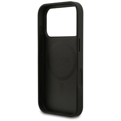 MagSafe Case for Apple iPhone 17 Pro, Guess, Grained Gold Ring, Black