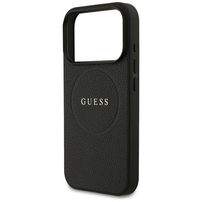 MagSafe Case for Apple iPhone 17 Pro, Guess, Grained Gold Ring, Black