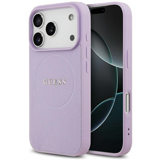 MagSafe Case for Apple iPhone 17 Pro, Guess, Grained Gold Ring, Pink