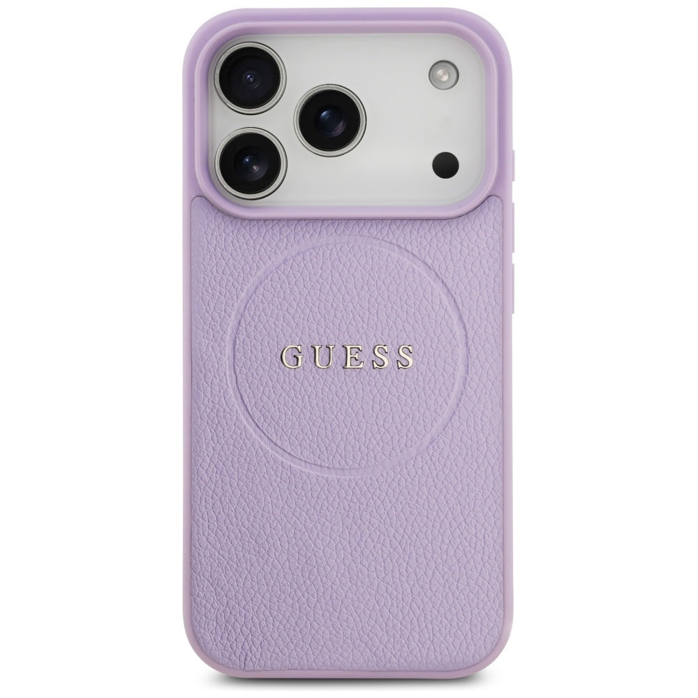 MagSafe Case for Apple iPhone 17 Pro, Guess, Grained Gold Ring, Pink