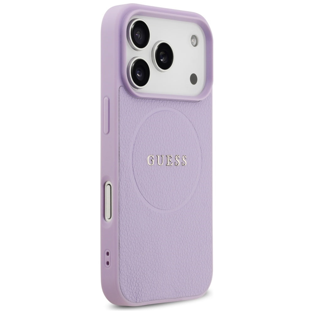 MagSafe Case for Apple iPhone 17 Pro, Guess, Grained Gold Ring, Pink