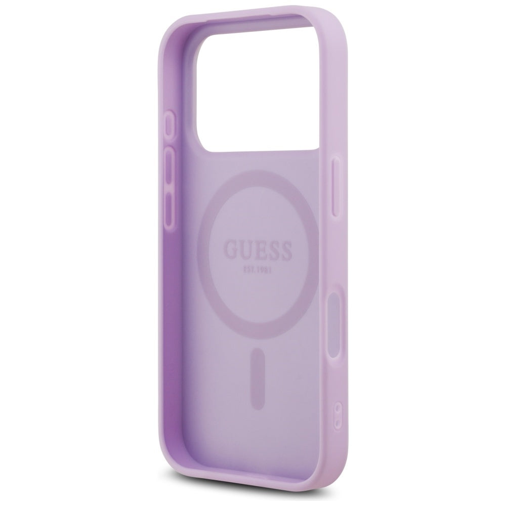 MagSafe Case for Apple iPhone 17 Pro, Guess, Grained Gold Ring, Pink
