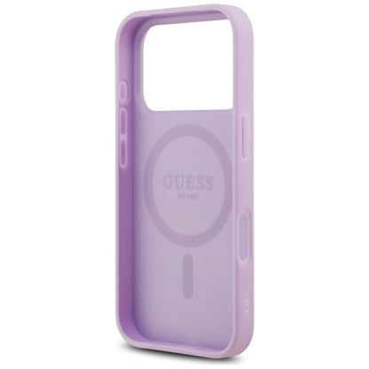 MagSafe Case for Apple iPhone 17 Pro, Guess, Grained Gold Ring, Pink
