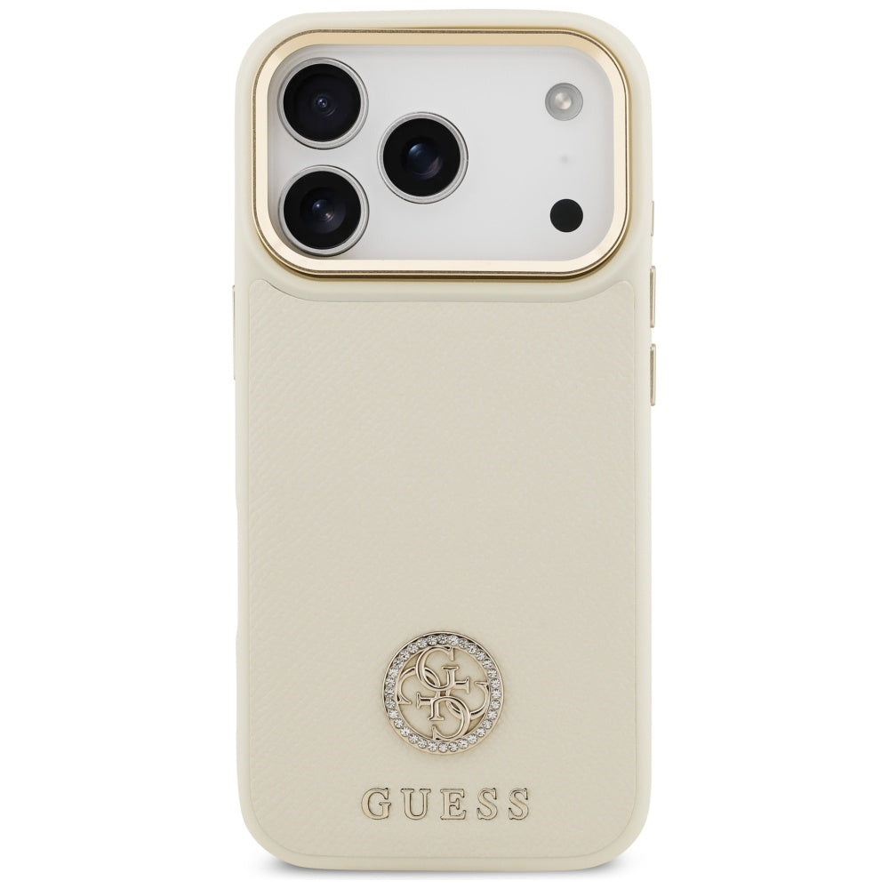 Θήκη MagSafe για Apple iPhone 17 Pro, Guess, Grained Strass Logo, Μπεζ
