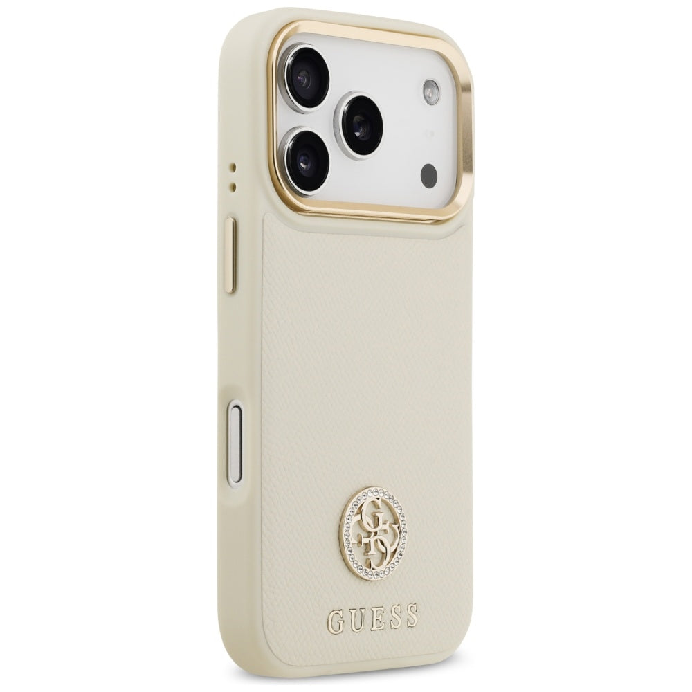 Θήκη MagSafe για Apple iPhone 17 Pro, Guess, Grained Strass Logo, Μπεζ