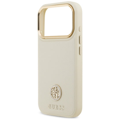 Θήκη MagSafe για Apple iPhone 17 Pro, Guess, Grained Strass Logo, Μπεζ