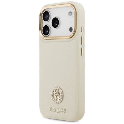 Θήκη MagSafe για Apple iPhone 17 Pro, Guess, Grained Strass Logo, Μπεζ