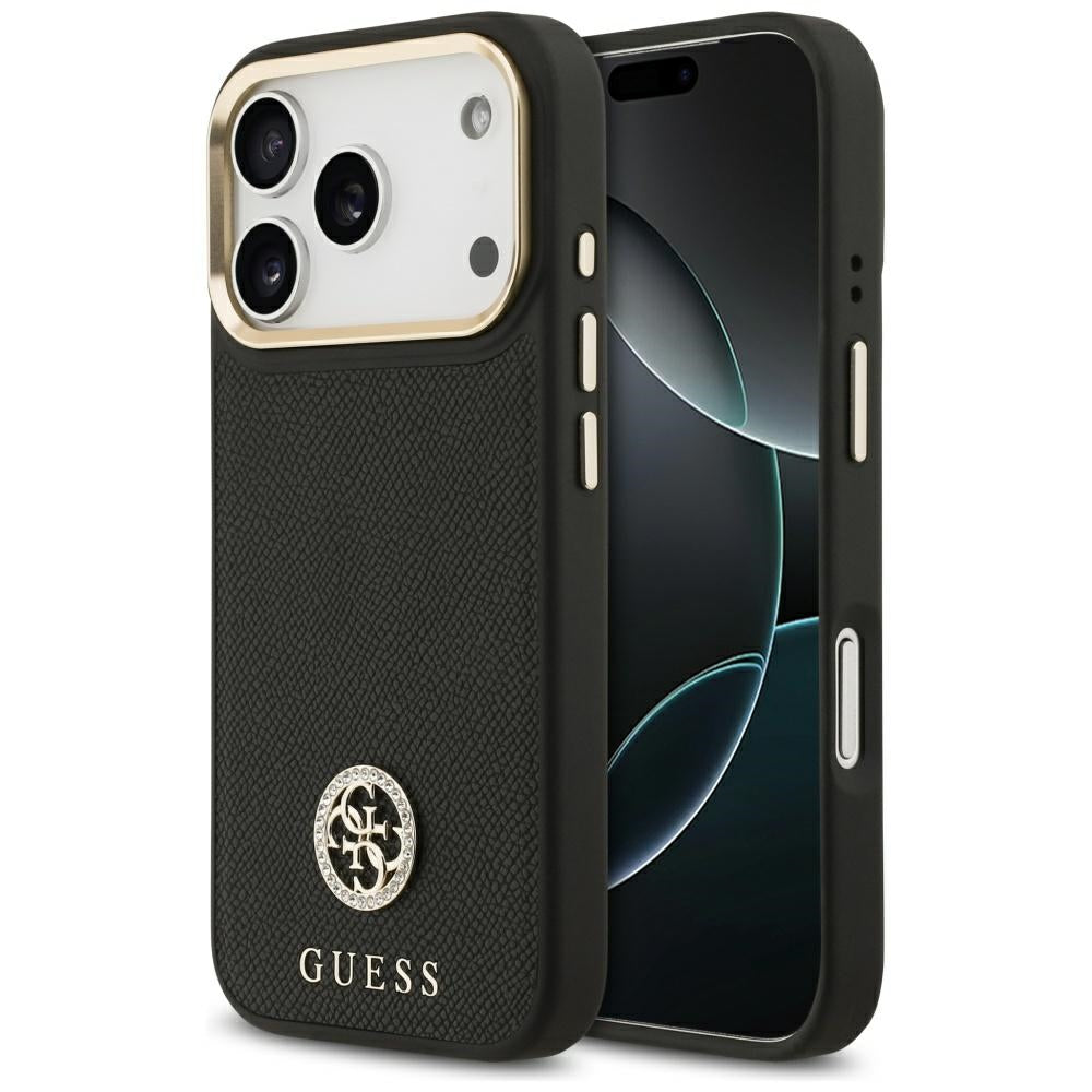 Θήκη MagSafe για Apple iPhone 17 Pro, Guess, Grained Strass Logo, Μαύρη