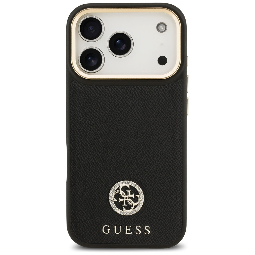 Θήκη MagSafe για Apple iPhone 17 Pro, Guess, Grained Strass Logo, Μαύρη