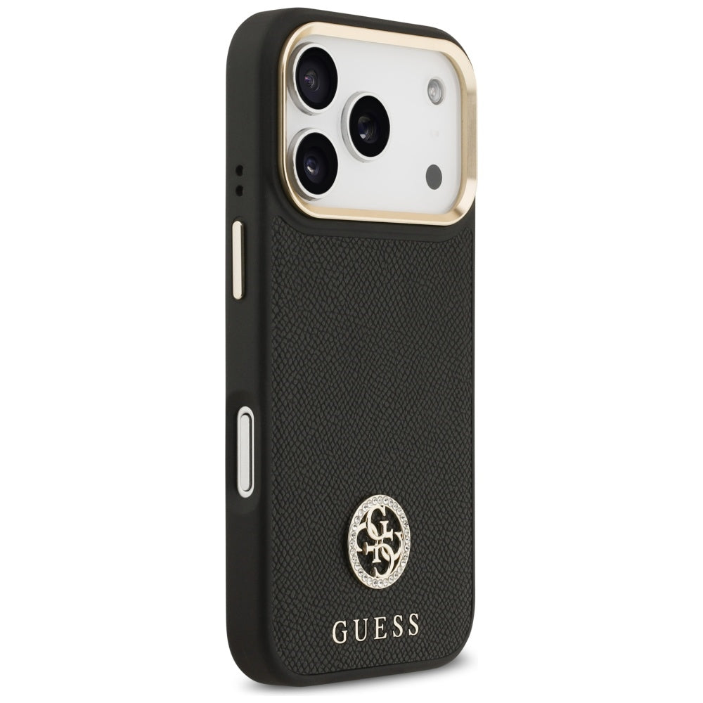 Θήκη MagSafe για Apple iPhone 17 Pro, Guess, Grained Strass Logo, Μαύρη