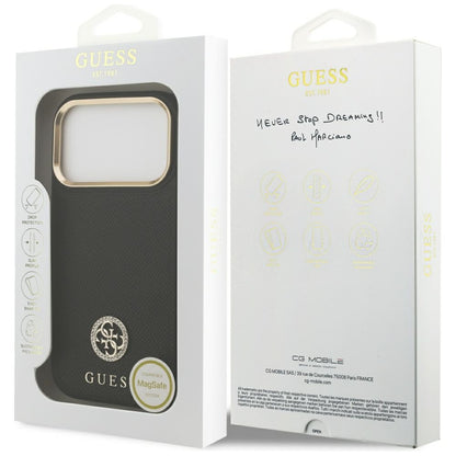 Θήκη MagSafe για Apple iPhone 17 Pro, Guess, Grained Strass Logo, Μαύρη