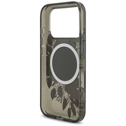 MagSafe Case for Apple iPhone 17 Pro, Guess, IML Flowers with Pearl Strap, Black