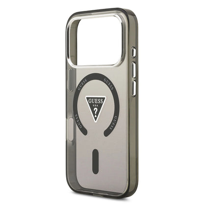 Θήκη MagSafe για Apple iPhone 17 Pro, Guess, IML Gradient Triangle Logo, Μαύρη Ασημί