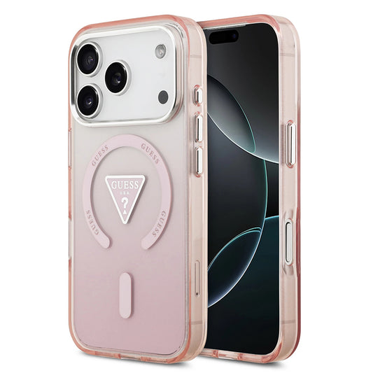 Θήκη MagSafe για Apple iPhone 17 Pro, Guess, IML Gradient Triangle Logo, Ροζ