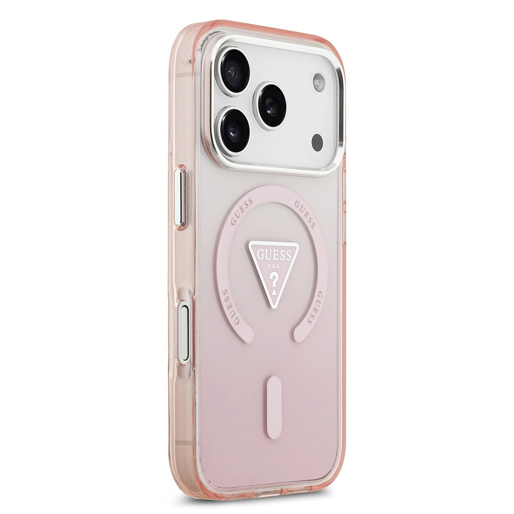 Θήκη MagSafe για Apple iPhone 17 Pro, Guess, IML Gradient Triangle Logo, Ροζ