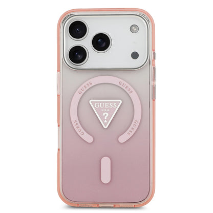 Θήκη MagSafe για Apple iPhone 17 Pro, Guess, IML Gradient Triangle Logo, Ροζ