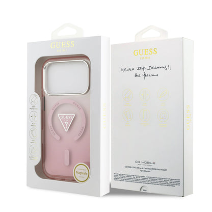 Θήκη MagSafe για Apple iPhone 17 Pro, Guess, IML Gradient Triangle Logo, Ροζ