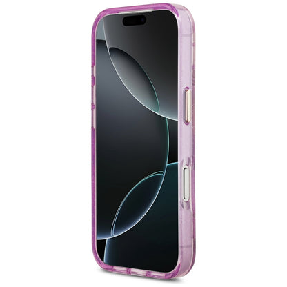 MagSafe Case for Apple iPhone 17 Pro, Guess, IML Metal Glitter Flowers Triangle, Purple