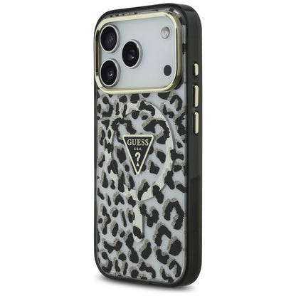 MagSafe Case for Apple iPhone 17 Pro, Guess, Leopard Glitter, Black