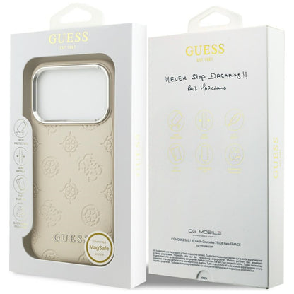 Θήκη MagSafe για Apple iPhone 17 Pro, Guess, Peony Hot Stamp Script, Μπεζ
