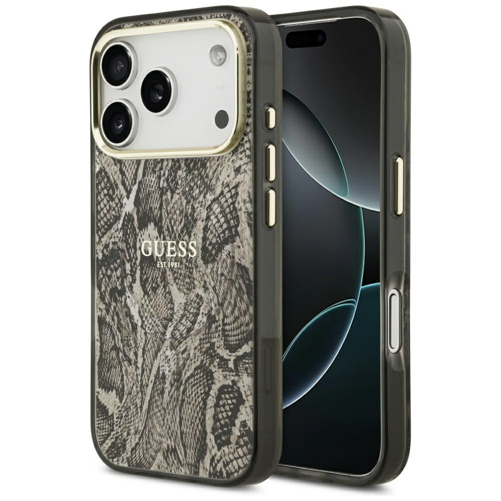 Θήκη MagSafe για Apple iPhone 17 Pro, Guess, Python Pattern, Καφέ