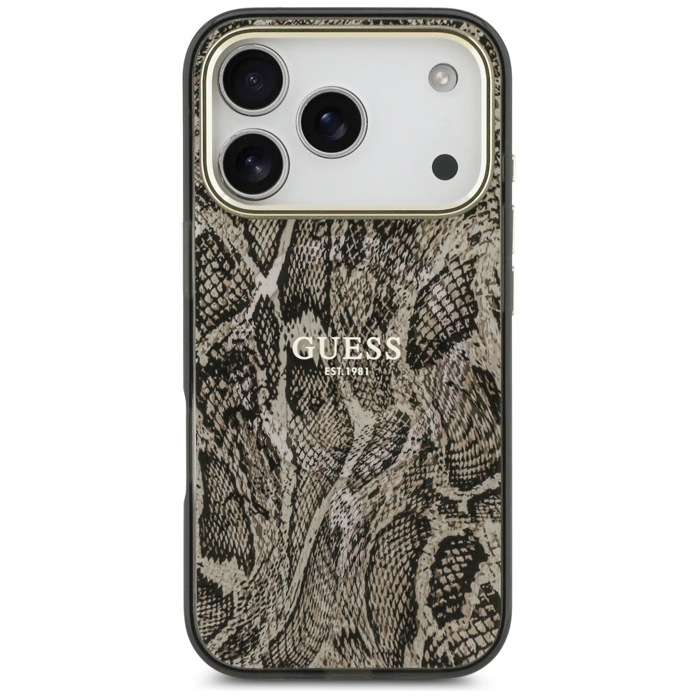 Θήκη MagSafe για Apple iPhone 17 Pro, Guess, Python Pattern, Καφέ
