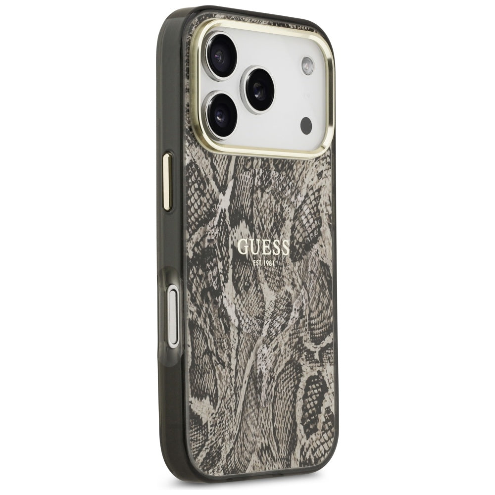 Θήκη MagSafe για Apple iPhone 17 Pro, Guess, Python Pattern, Καφέ