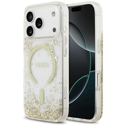 Θήκη MagSafe για Apple iPhone 17 Pro, Guess, Resin Bottom Glitter, Χρυσή